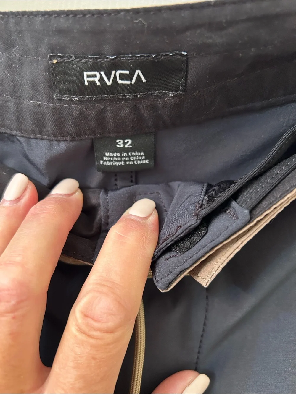 RVCA Black Swim Board Shorts with Tan Waistband